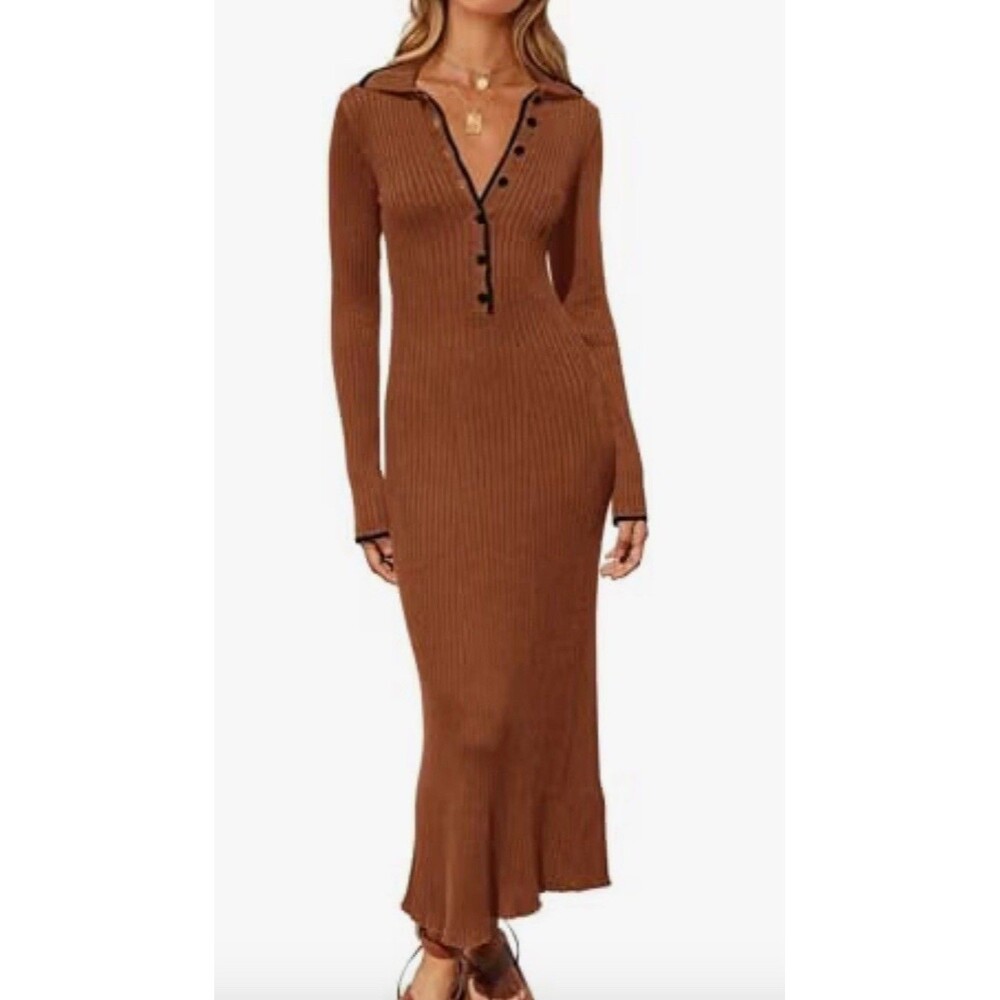 Merokeety Ribbed Sweater Dress XL ( 16-18)